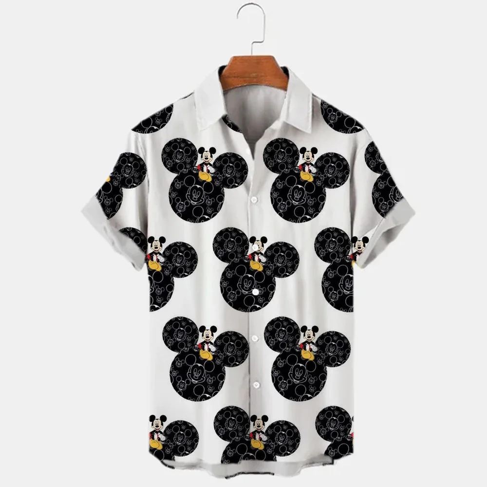 

Mickey Mouse Mickey Print Shirt Men's Hawaiian Lapel Short Sleeve Shirt Casual Disney Beach Hawaiian Shirt Camisas De Hombre