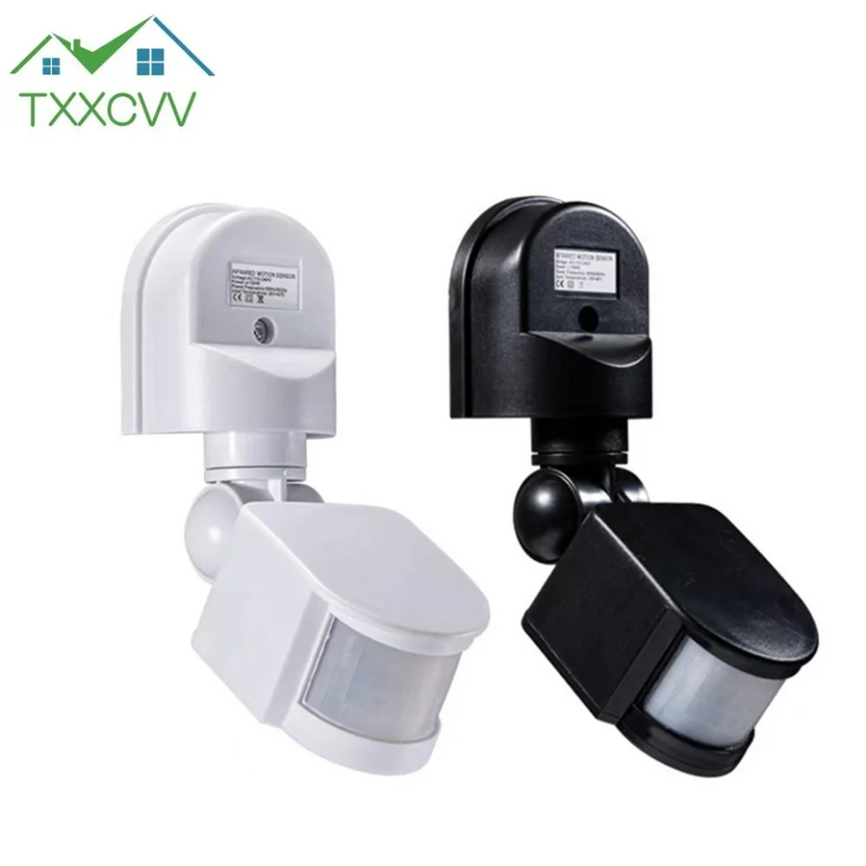 LED Light Motion Sensor 85-265V Automatic Infrared PIR Infrared Detector 180 Degree Rotating Outdoor Timer Switch Motion Sensor