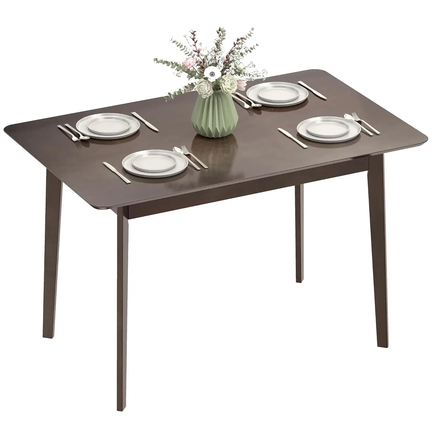 

Mid-Century Dining Table 47in Wood Grain Tapered Legs Small Kitchen Apartment Dark Mahogany, Customized
