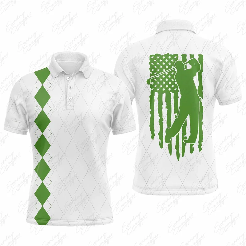 Polo da Golf da uomo t-Shirt estiva per sport all'aria aperta abbigliamento ad asciugatura rapida maglia sportiva per il tempo libero moda stampata Top abbigliamento da Golf