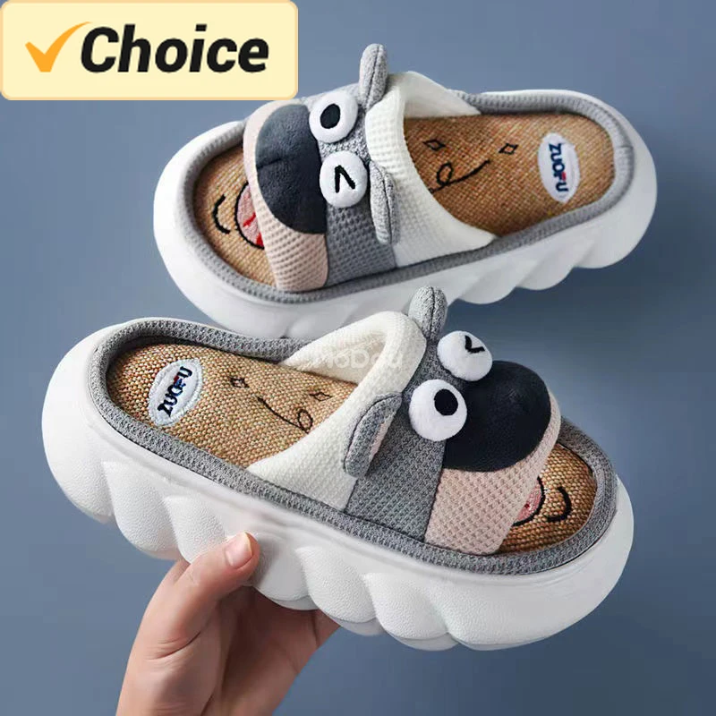 Mo Dou 2024 All Senson Designer Slippers Cute Cartoon Lovely Cat Bedroom Cotton Home Shoes Indoor Thick Sole Couples Men Women