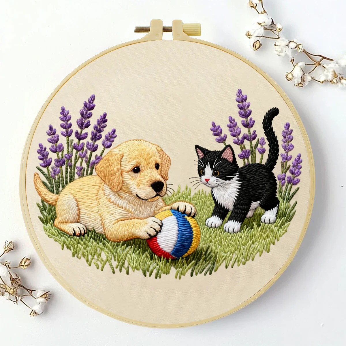 1 Stück 20X20CM/15X15CM 7,87/6,3 Zoll Hundestickerei-Starter-Kit DIY-Kit DIY-Stickerei-Set Handarbeiten Nadelkunst Heimdekoration – Detail 2