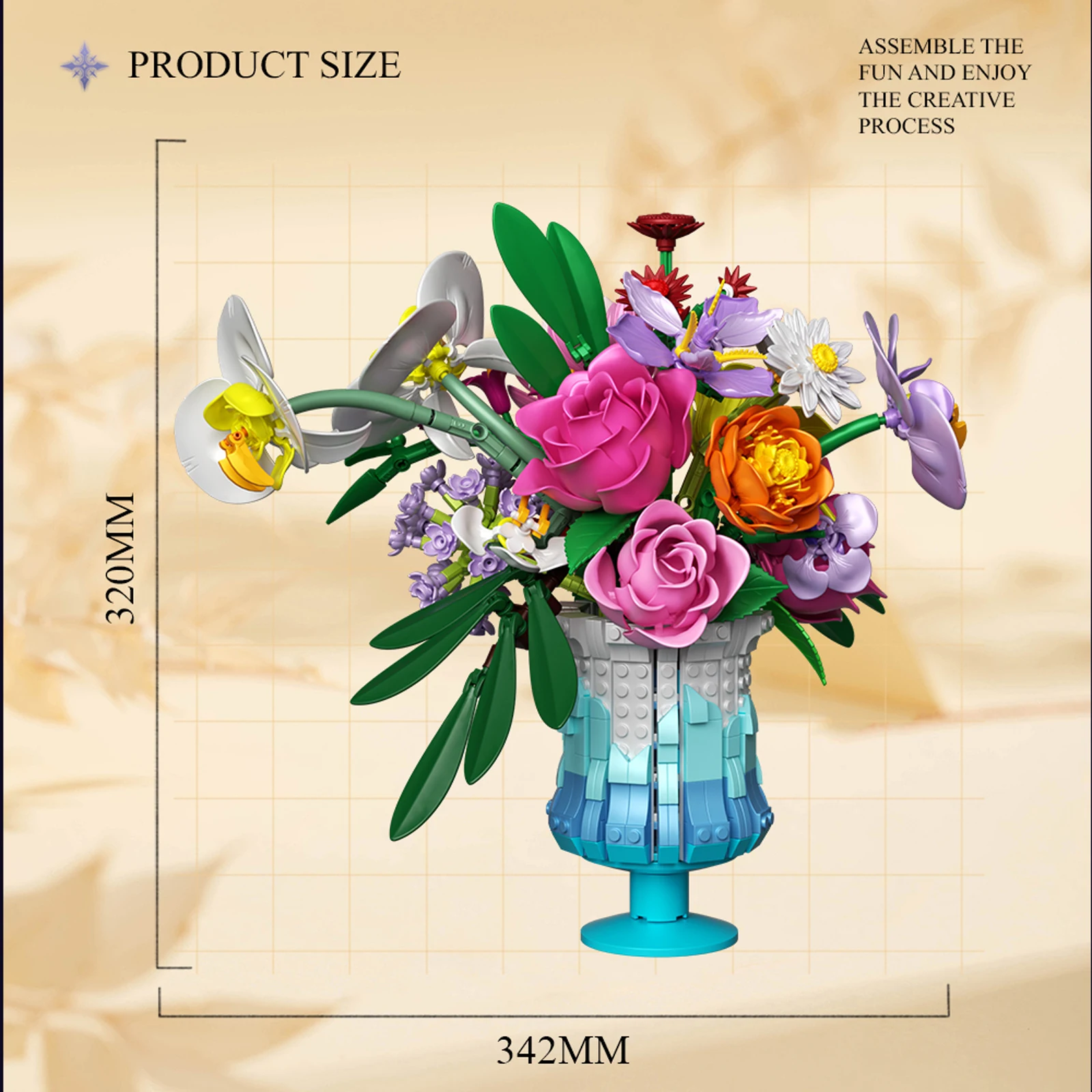 ช่อดอกไม้ประดิษฐ์ 956 ชิ้น พร้อมแจกัน ตัวต่อบล็อกขนาดเล็ก ดอกไม้จำลอง ของตกแต่งบ้าน ของเล่น DIY สำหรับเด็กผู้หญิง ของขวัญดอกกุหลาบแสนโรแมนติก