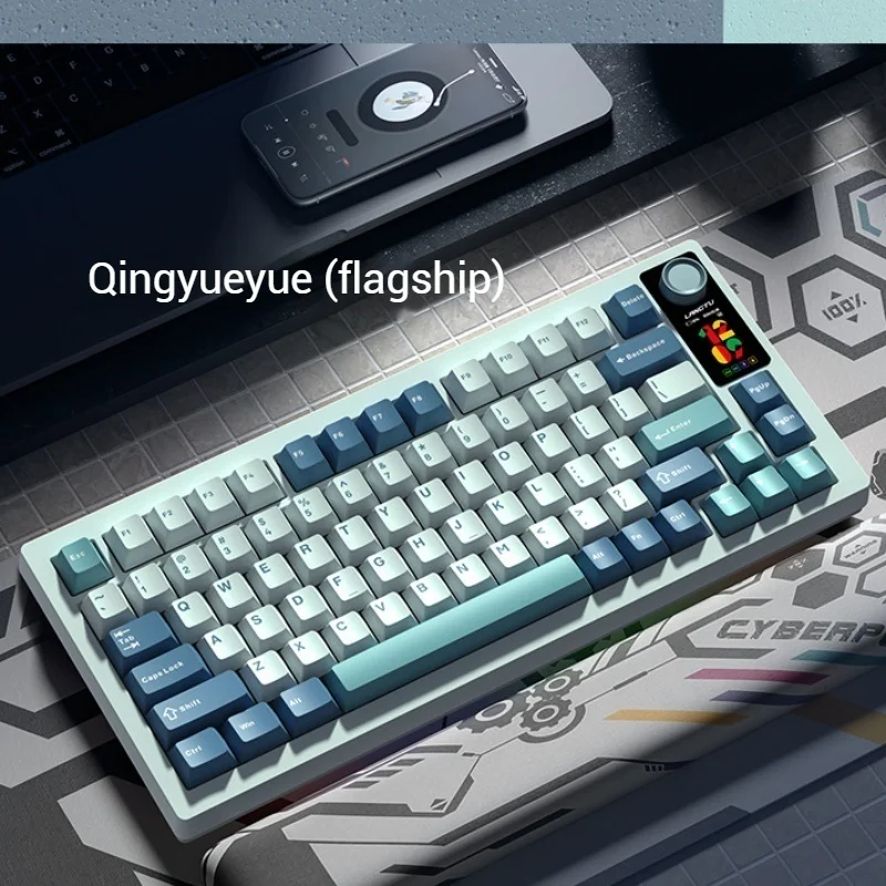 Lt75 Thri Mode Mechanical Keyboard Customized Abs Material Rgb Backlight Effect Computer Peripherals Ergonomic Gaming Office