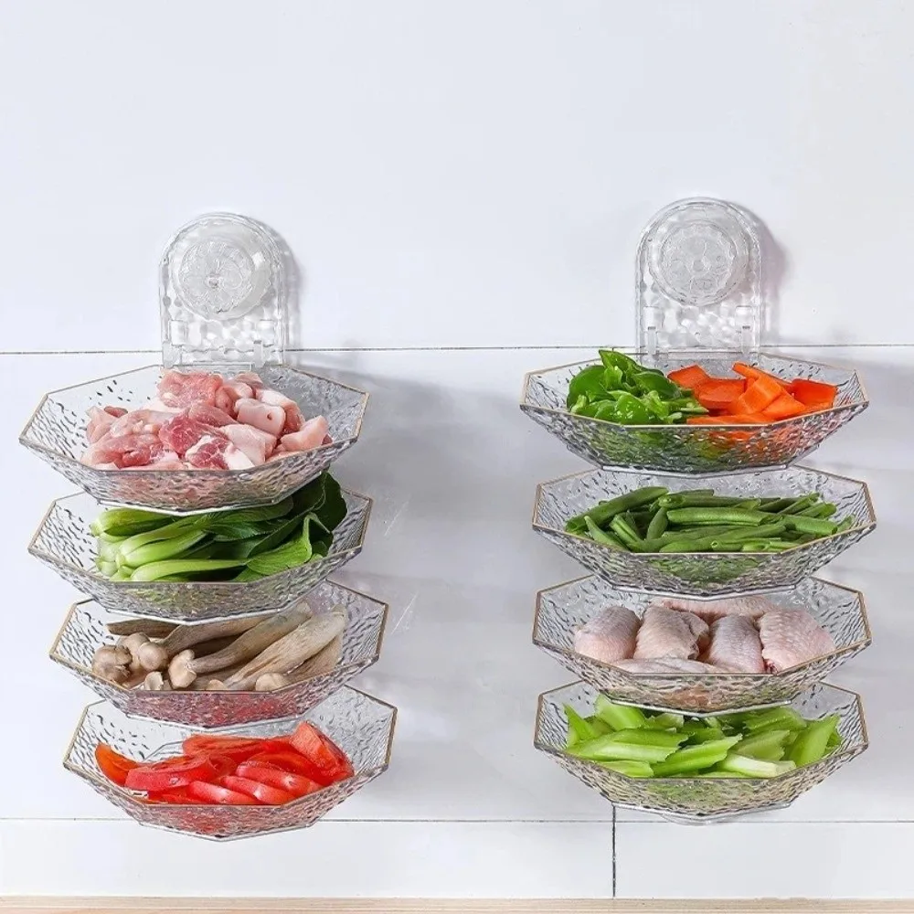 Glacier Pattern Food Preparation Plate Transparent Space Saving Snack Bowls Set Stackable Wall-mounted Candy Dish Picnic
