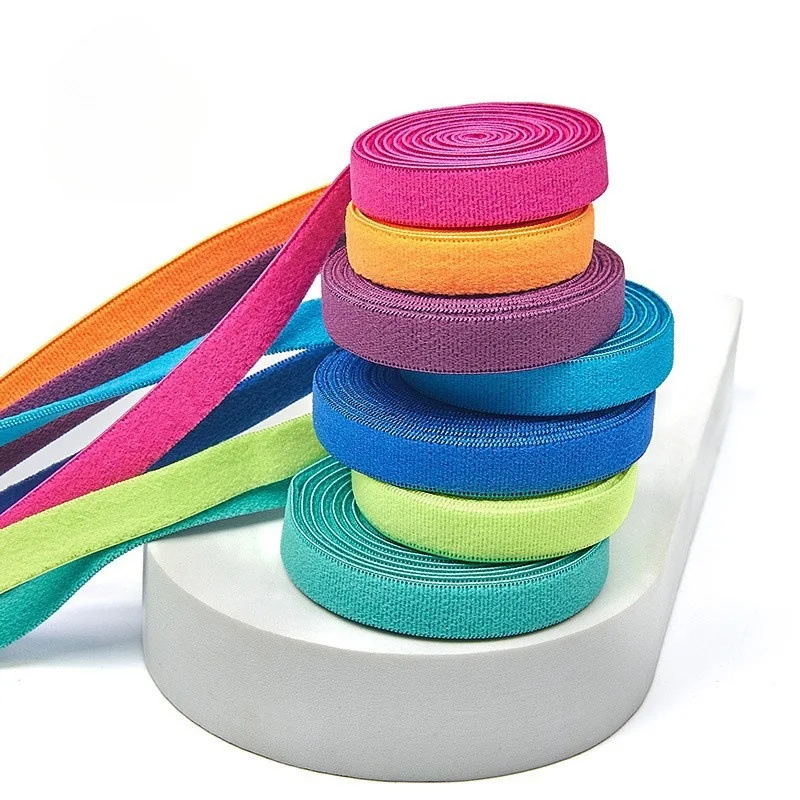 100 Meters 1cm colored spandex elastic webbing thickened double-sided grinding rubber headband wig strap elastic strap
