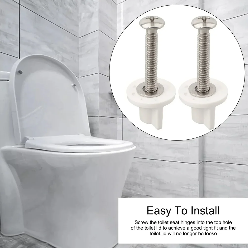 For M6 Toilet Seat Hinge Bolts Top-Mount Screw Fasteners For Secure Fit Hand-Tightened Replacement Parts For Bathroom Hardware