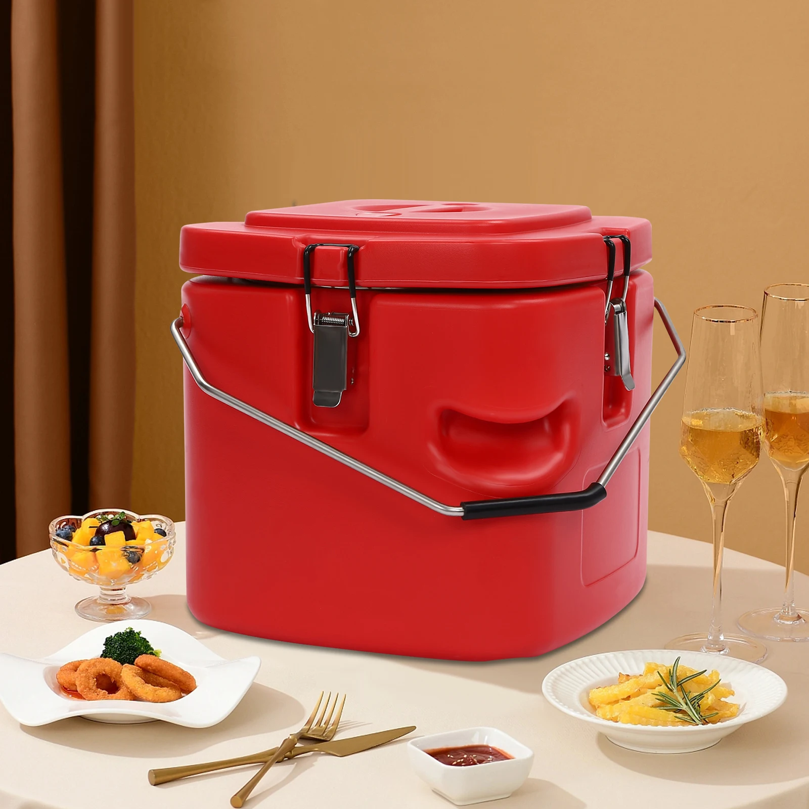 

Insulated Soup Carrier, 2.5gal Load for Outdoor Camping, Fishing, Picnics, Hospitals, Commercial Kitchens (11.8*11.8*11.4")
