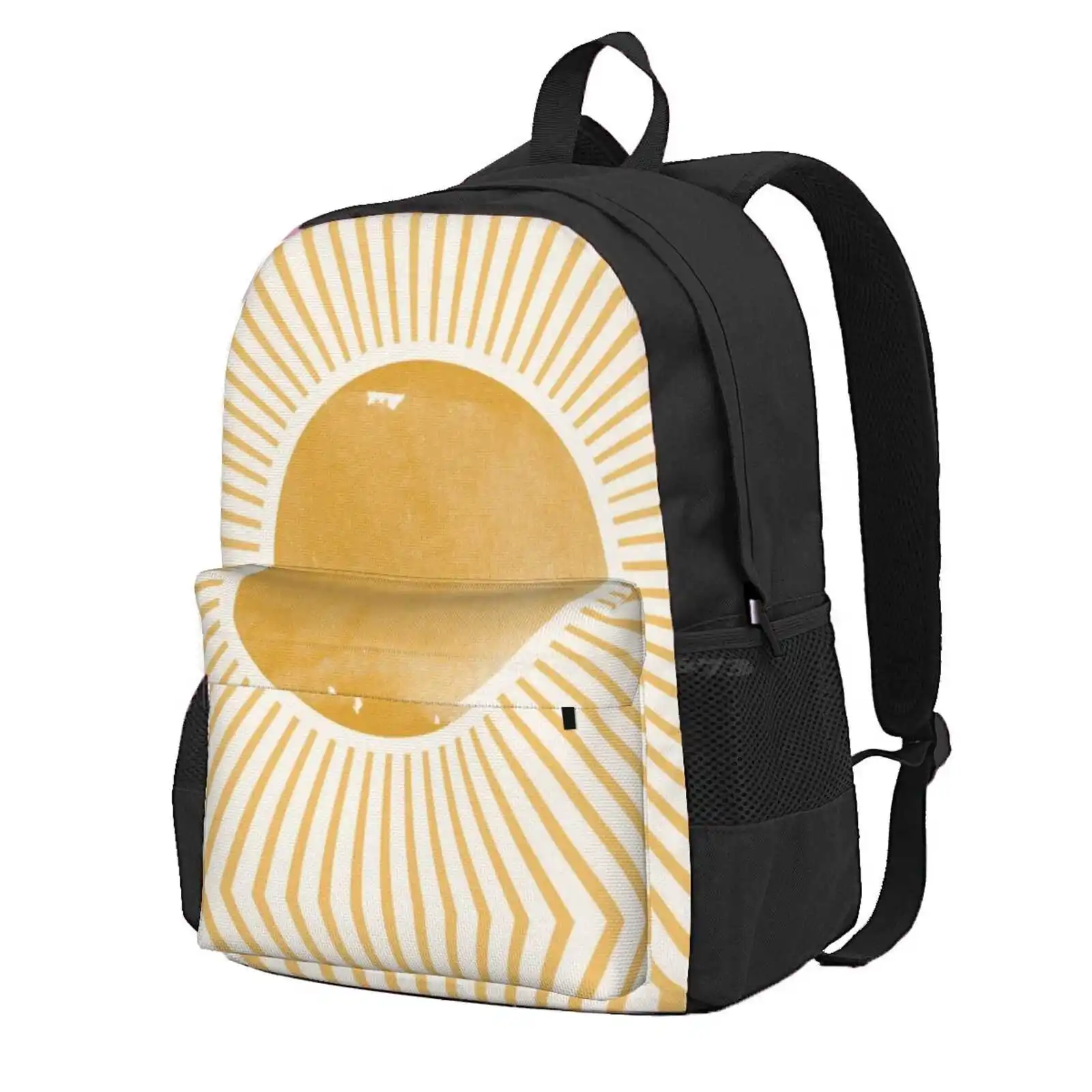 Retro Sun Mid Century Modern Hot Sale Schoolbag Backpack Fashion Bags Abstract Landscape Sunrise Sunburst Retro Vintage