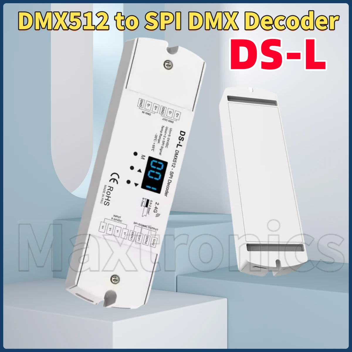 DMX512 to SPI Converter DMX Decoder Wireless Controller DS-L with Digital Display for 2811 2812 6803 IC LED Strip Lamp 5V-24VDC