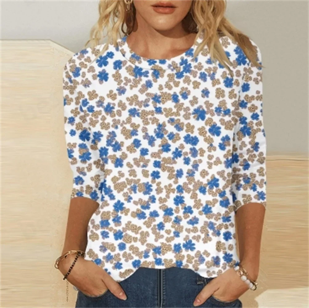 

Women's seven quarter sleeve top, durable and comfortable, casual T-shirt, suitable for wearing in spring, autumn and winter