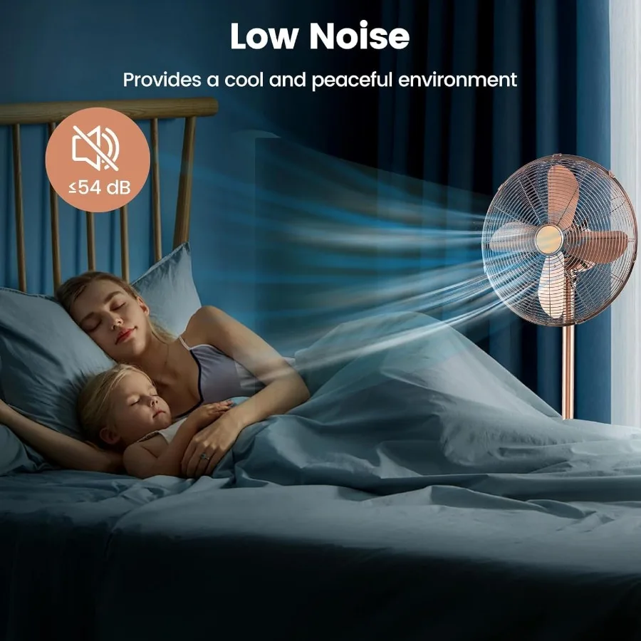 مروحة بقاعدة 16 مروحة متأرجحة مع 3 سرعات واسعة السرعة قابلة للتعديل بزاوية ارتفاع منخفضة الضوضاء مروحة أرضية مع 75 تذبذب 20 م