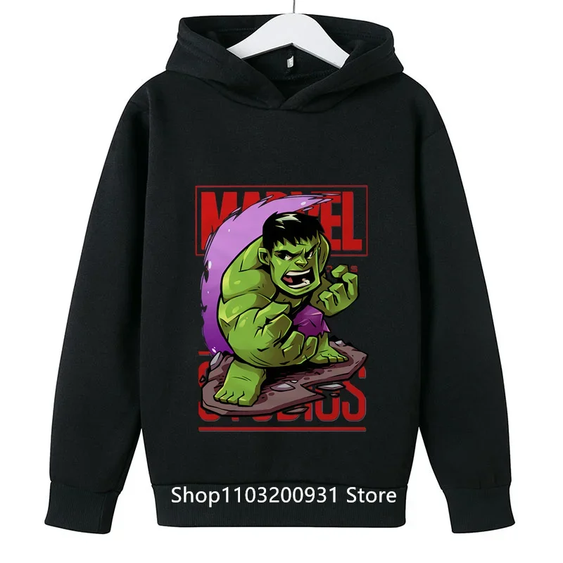 Marvel Cartoon Hulk Children'S Hoodie Spring/Summer 2024 New Cotton Top Personalized Hoodie Age 4-14