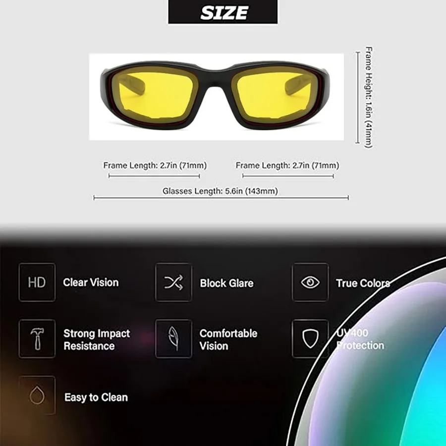 Night glasses Driving Polarized Anti Glare Sunglasses UV400 Eye Protection Aviators Motorcycle Riding Glasses Padding Goggles
