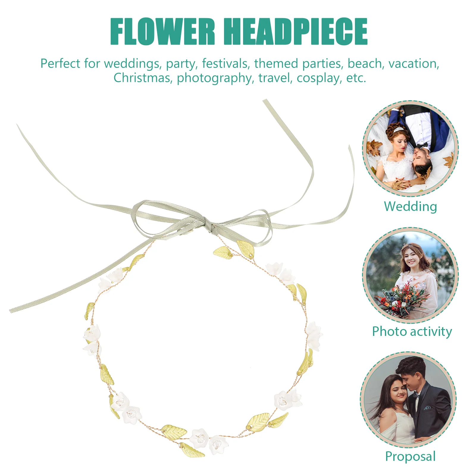 

Lily of The Valley Hair Accessories Floral Crown for Women Bridal Bridesmaid Teens Leaf Crown Flower Headband Wreath Hair Tools