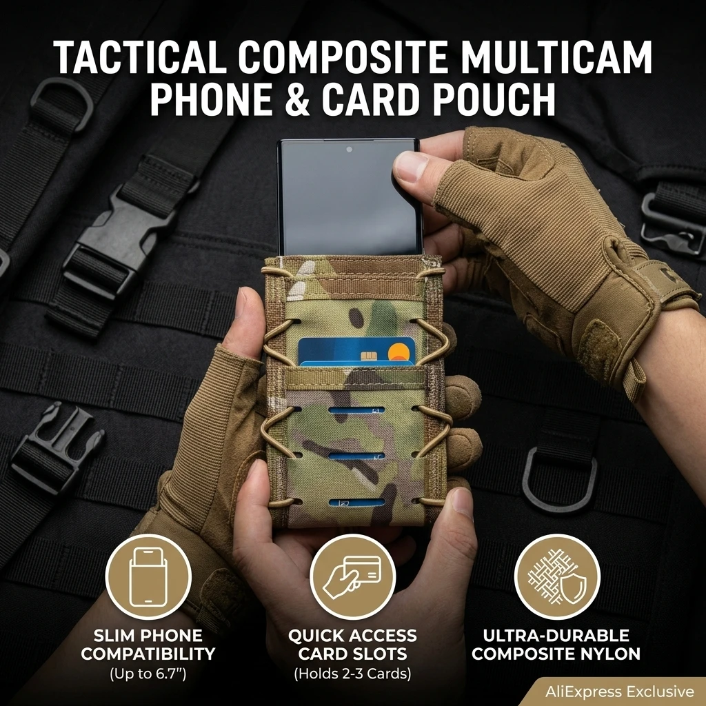 Tactical MOLLE Phone Pouch Universal Nylon Smartphone Holster Adjustable Belt Bag for Outdoor Hiking Camping and EDC Gear