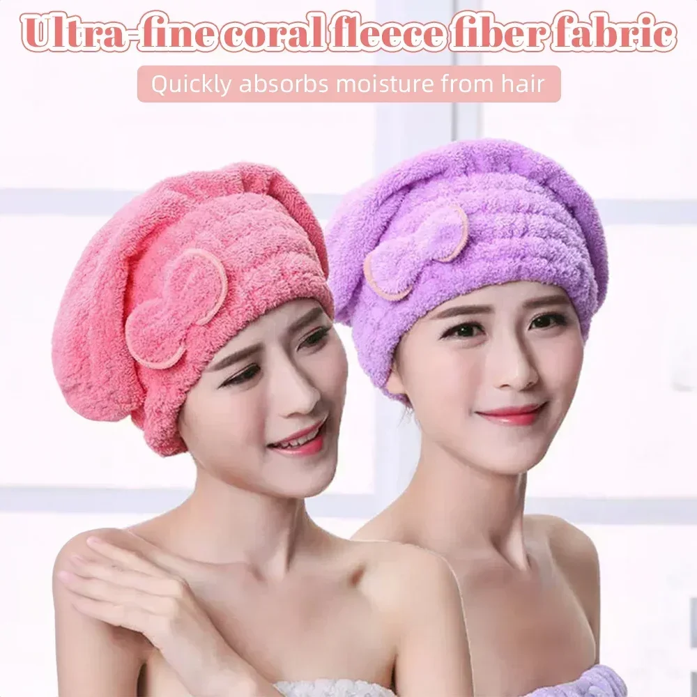 Microfiber Quick Hair Drying Towel Bathcap Spa Bowknot Wrap Towel Hat Bathroom Accessories Bonnets for Women Fashion Shower Cap