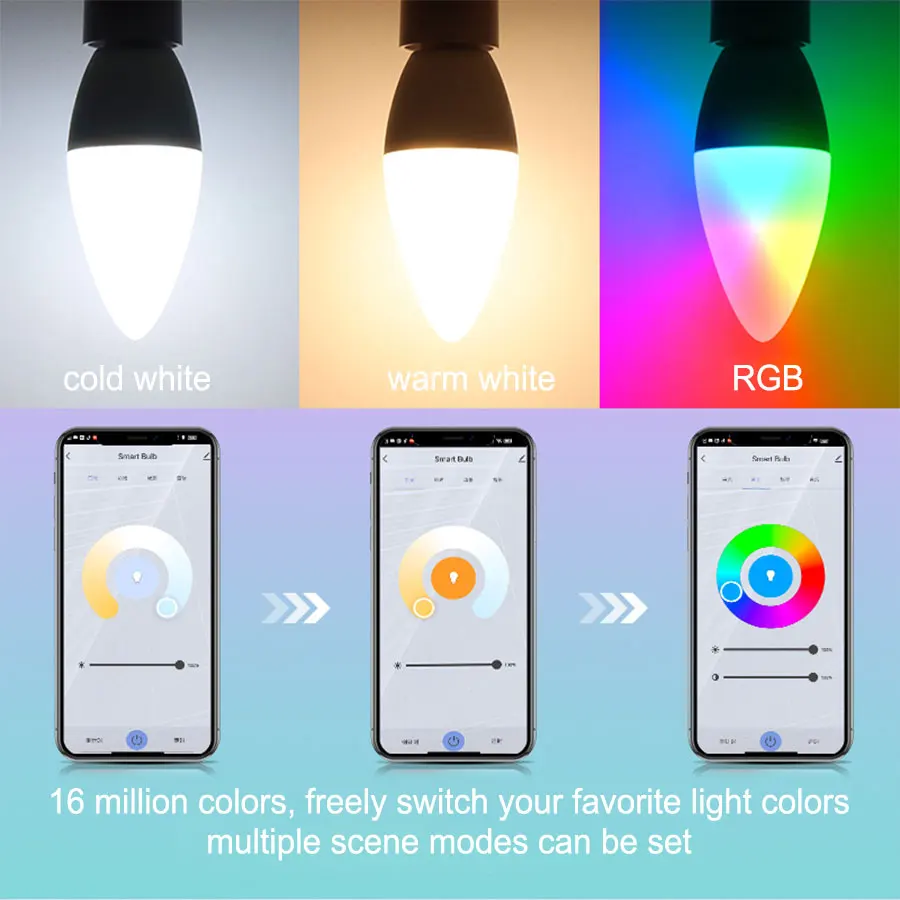 Tuya Smart WiFi Light Bulb Intelligent E14 Candle Lamp RGBCW Voice Control with Alexa Google Home Alice AC 85-265V 5W 7W 9W