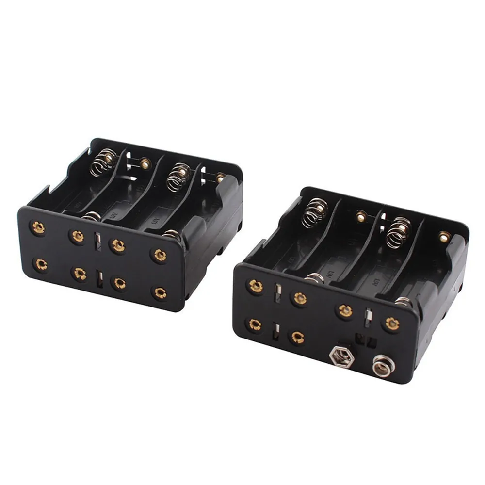 High quality Plastic 12V Battery Clip Slot Storage 8AA Holder Box Case with 9V snap Connector 100pcs/lot