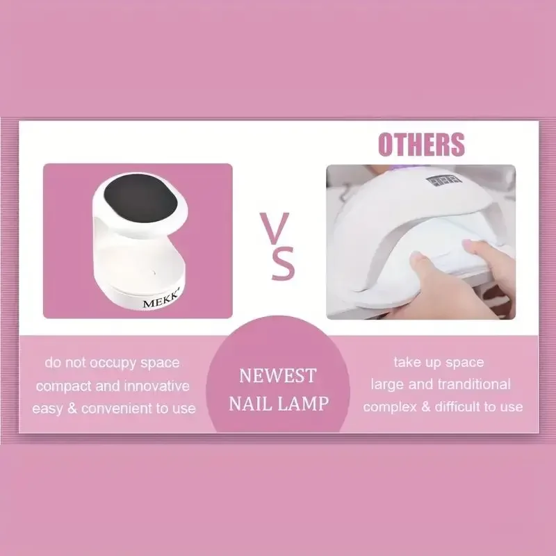 Lâmpada compacta para unhas UV-LED de 16 W - Secagem rápida e segura para unhas em gel - Ferramenta de manicure portátil para uso DIY e profissional