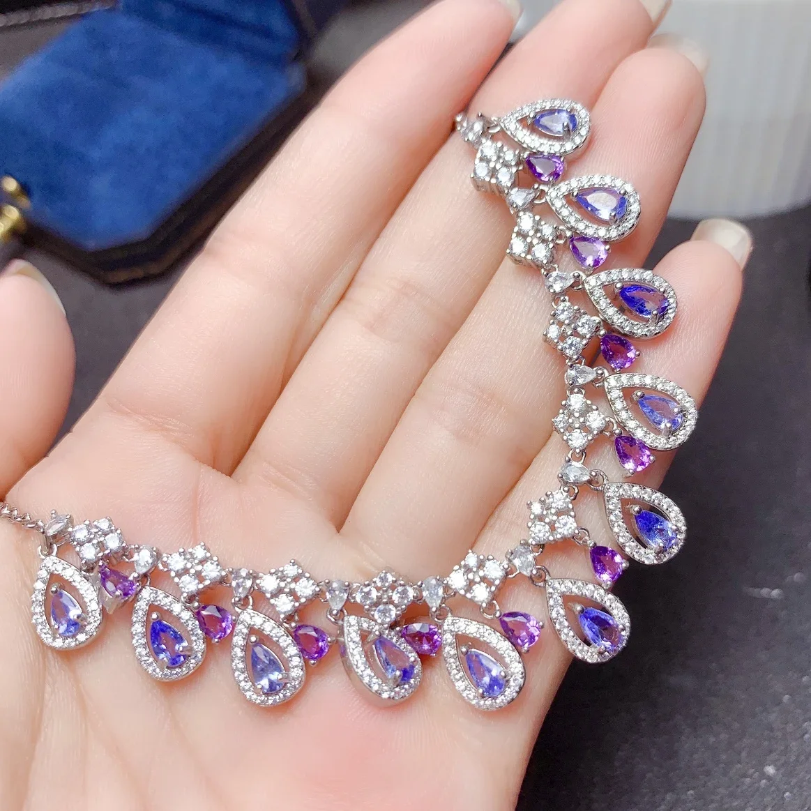 Amethyst Tanzanite Silver 925 Jewelry free Shipping Pendant 925 sterling Silver Women's Luxury Women's Necklace Christmas Gems