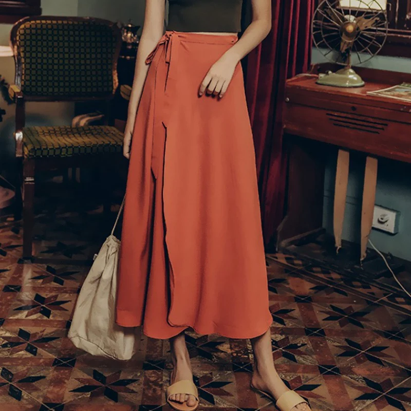 Solid chiffon orange red
