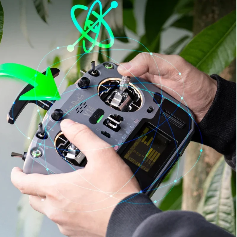 HelloRadio V14 MAX FPV Transmitter, CNC Metal Joystick, EDGETX Open-Source, 2.4GHz ELRS Long Range Remote Controller