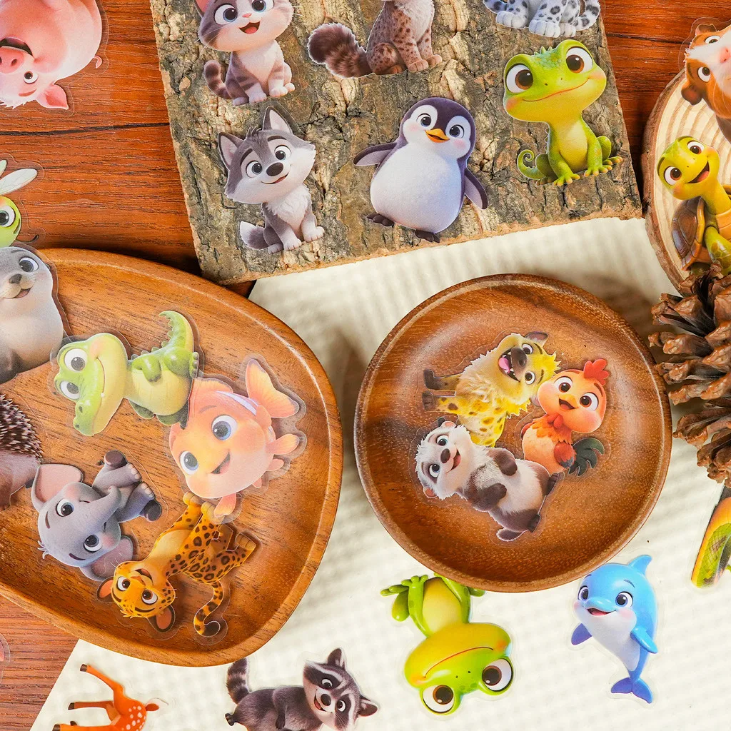 Clear PET Assorted Tiny Animal Sticker Pack 56 Sheets, Aesthetic Wildlife Decor Stickers for Scrapbook Papery Pop Store