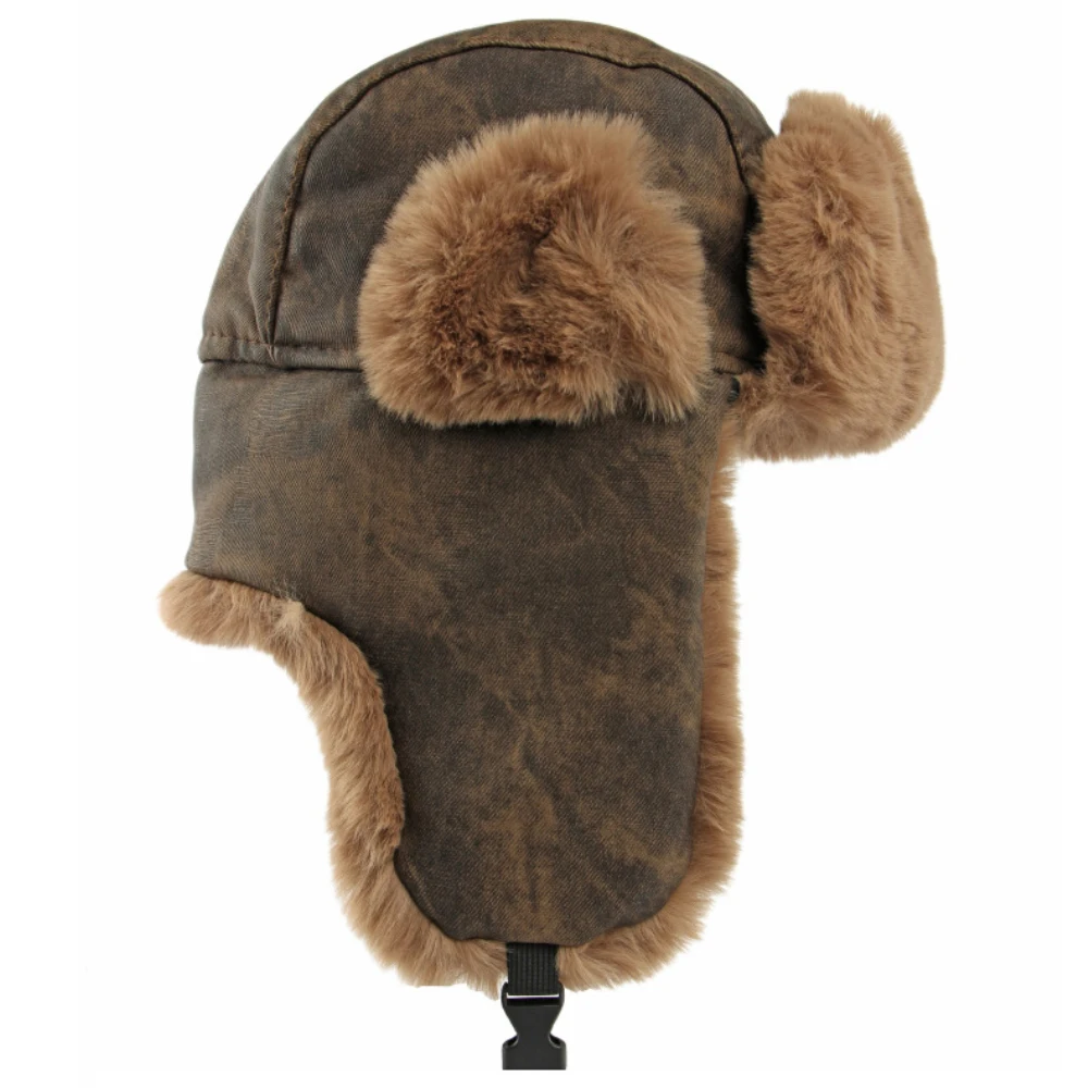 HT4983 Cappello russo Cappelli invernali spessi e caldi per uomo Donna Pelliccia soffice Cappello russo Maschio Femmina Sci Paraorecchie Cappello bomber antivento