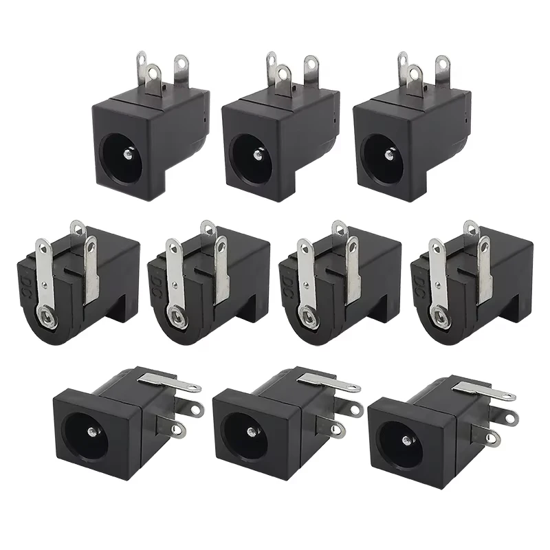 10pcs 5.5x2.1mm 3Pin DC Power Supply Connectors Jack Socket Female PCB Mount Terminal Adapter Blocks Universal socket