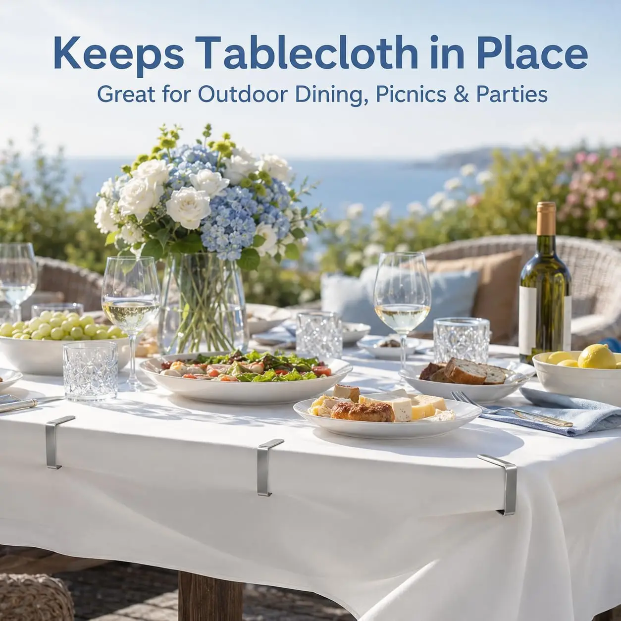 Rust proof tablecloth clips for outdoor and indoor use, stainless steel heavy-duty picnic table clips, restaurant, home, kitchen