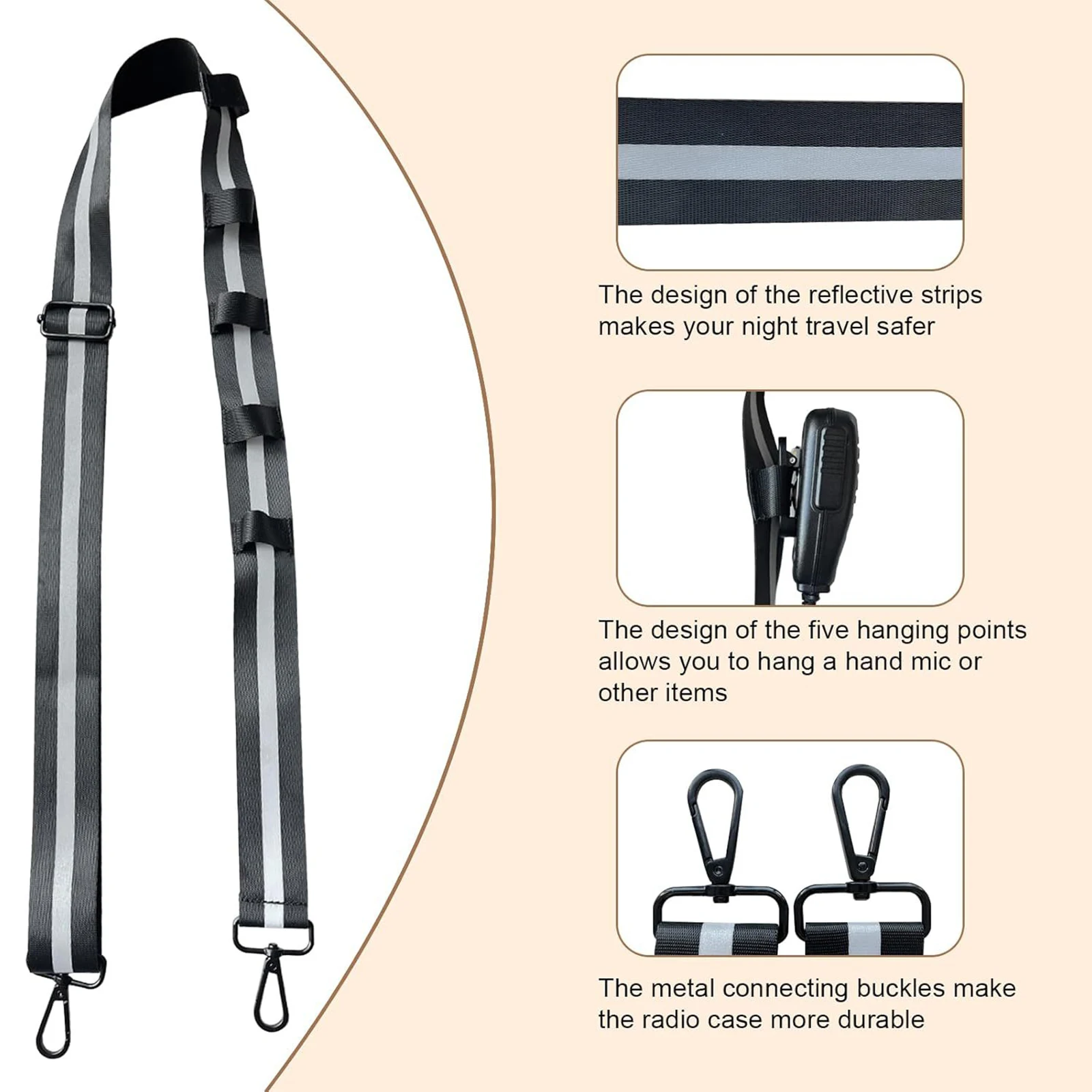 

Radio Strap Holster Anti-Sway Design Walkie Talkie Holster Featuring 3M Reflective Strips for EMS EMT Fire Polices