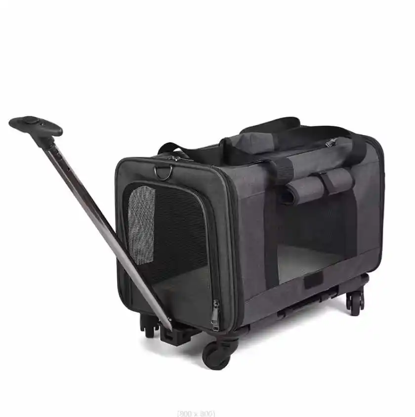 

Custom Pet Carrier Travel with Wheels Removable Rolling 4 Wheels with Telescopic Walking Handle Dog Stroller Cat Trolley Bag