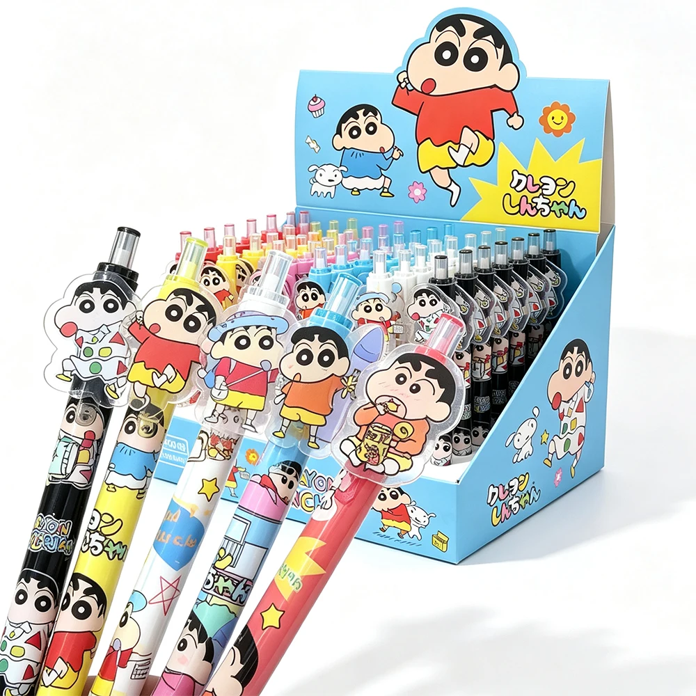1/6/18/48pcs Crayon Shin chan Cartoon Merchandise Cultural Creativity Decal Pen High-Quality Ins Student Click-Up Ballpoint Pen