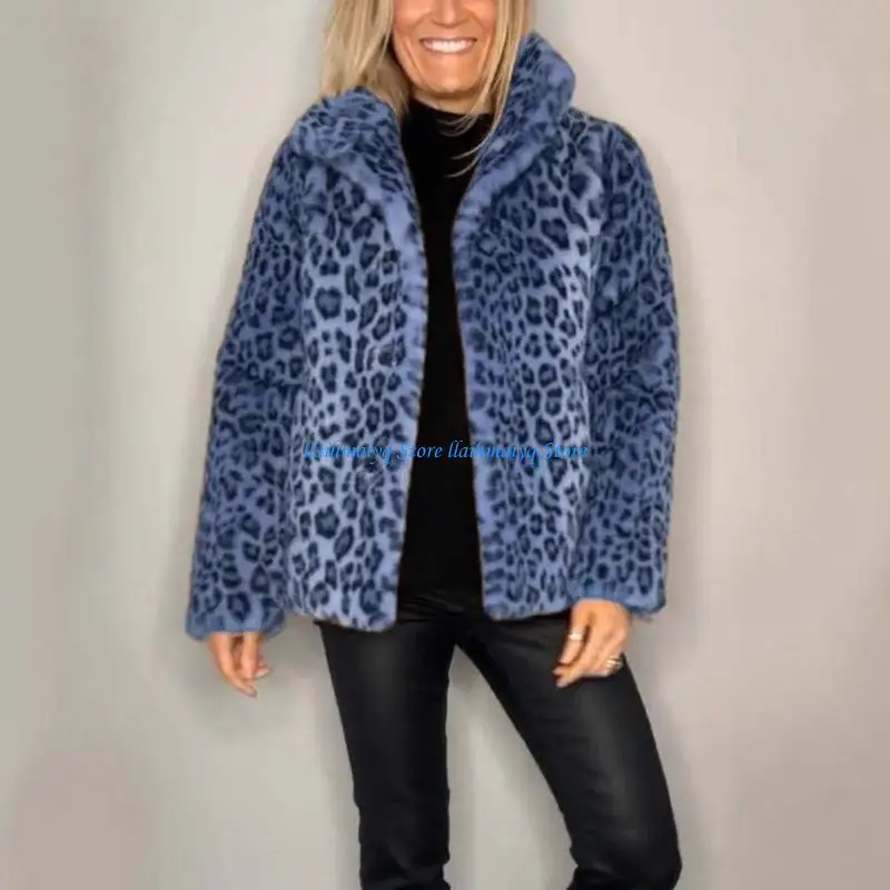 573B Women Faux Furs Cropped Long Sleeve Open Front Fuzzy Short Coat Outerwer