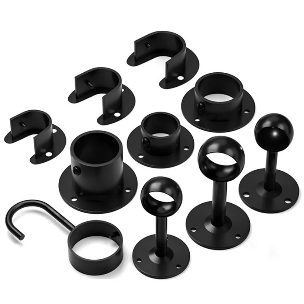 1Pc Stainless Steel Pipe Bracket Tube Support Flange Seat For Wardrobe Hanging Rail Rod Pole Socket End Holder Heavy Duty Hanger