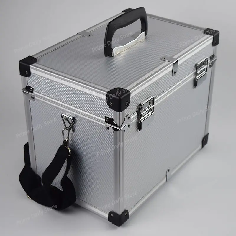 Large‑size Aluminium Instrument Carrying Case, Portable Hardware Storage Chest with Shoulder Strap for Safety Gear