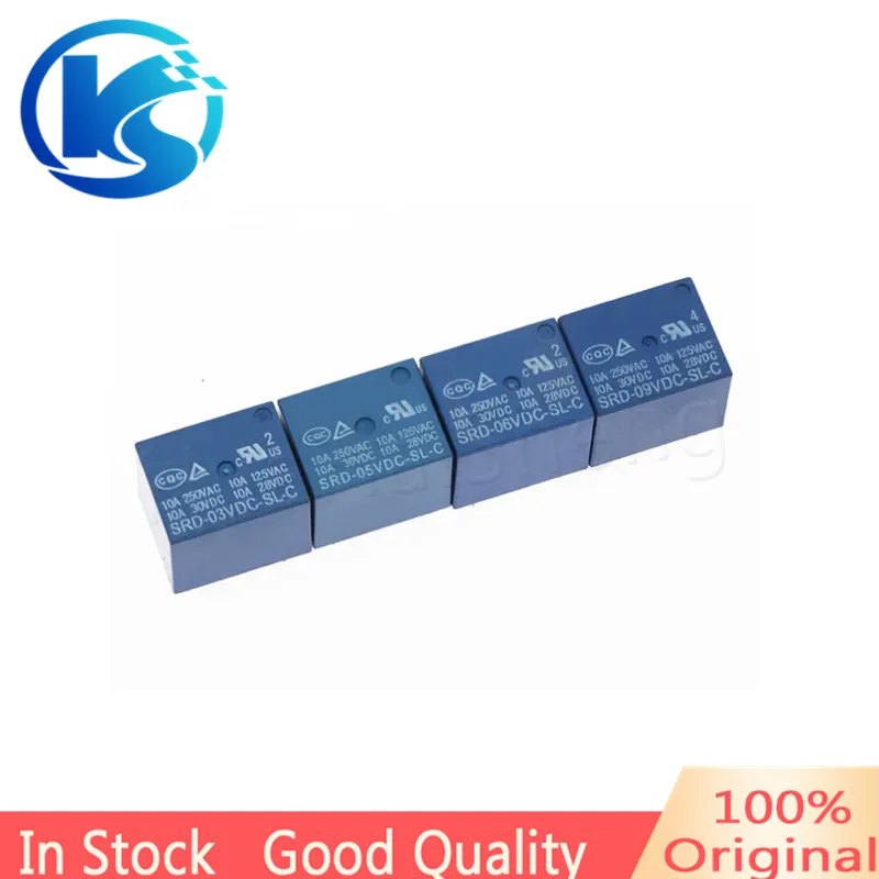 5Pcs/Lot SRD-03V 05V 09V 12V 24VDC-SL-C 5 Pin 10A A set of Conversion Fixed Relays New Original