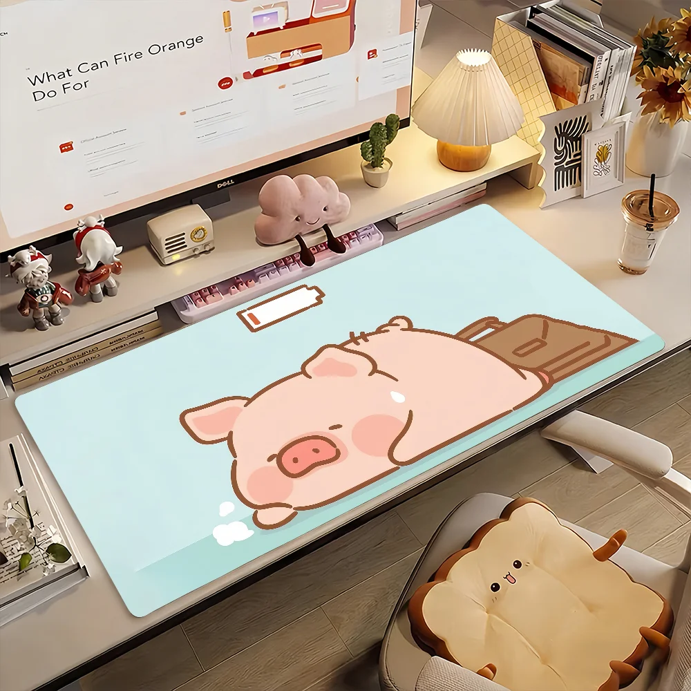 Cartoon Lulu the Piggy Mouse Pad Non-slip Locking Edge DeskMat PC Laptop Accessories Rubber Office Keyboard Large Game