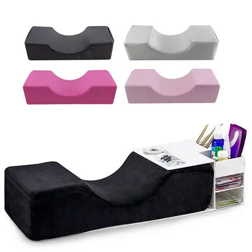Almohada de pestañas injertadas, herramienta auxiliar de mesa de trabajo para salón de belleza, almohada de pestañas con patrón para el cuidado del cuello en forma de U especializada