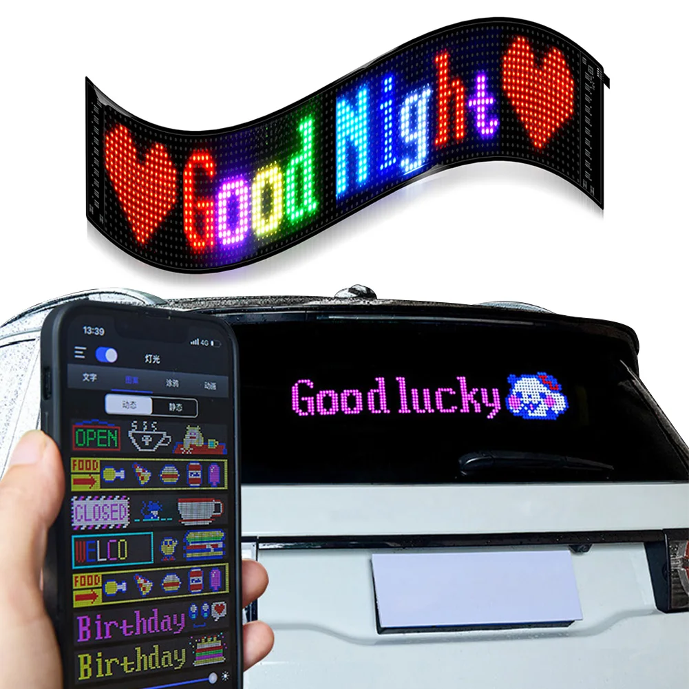 

Colorful Eye Lamp Soft Screen DIY Car Dynamic LED Programmable Dynamic LED Matrix Display with Smartphone Control &Remote Access