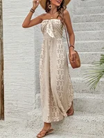 2026 Summer New Bohemian Style Strapless Jumpsuit Vacation Style Printed High-Waisted Wide-Leg Pants Women's Loose Beach Jumpsuit - Image 5
