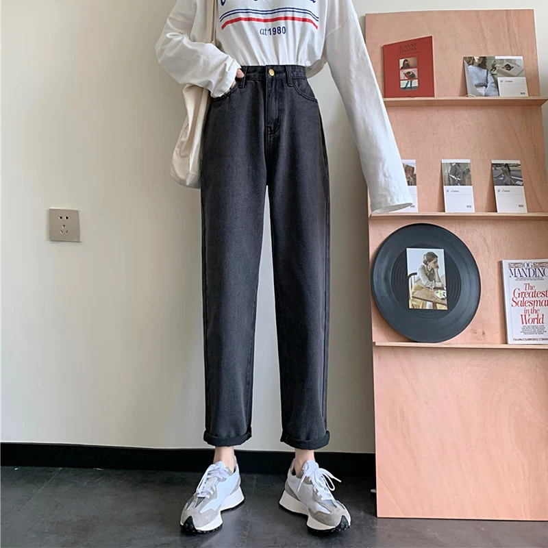 High Waist Straight Leg Denim Jeans Women's Fall New Sle Dad's e Tube Pants Loose Versatile Slimming Trendy INS