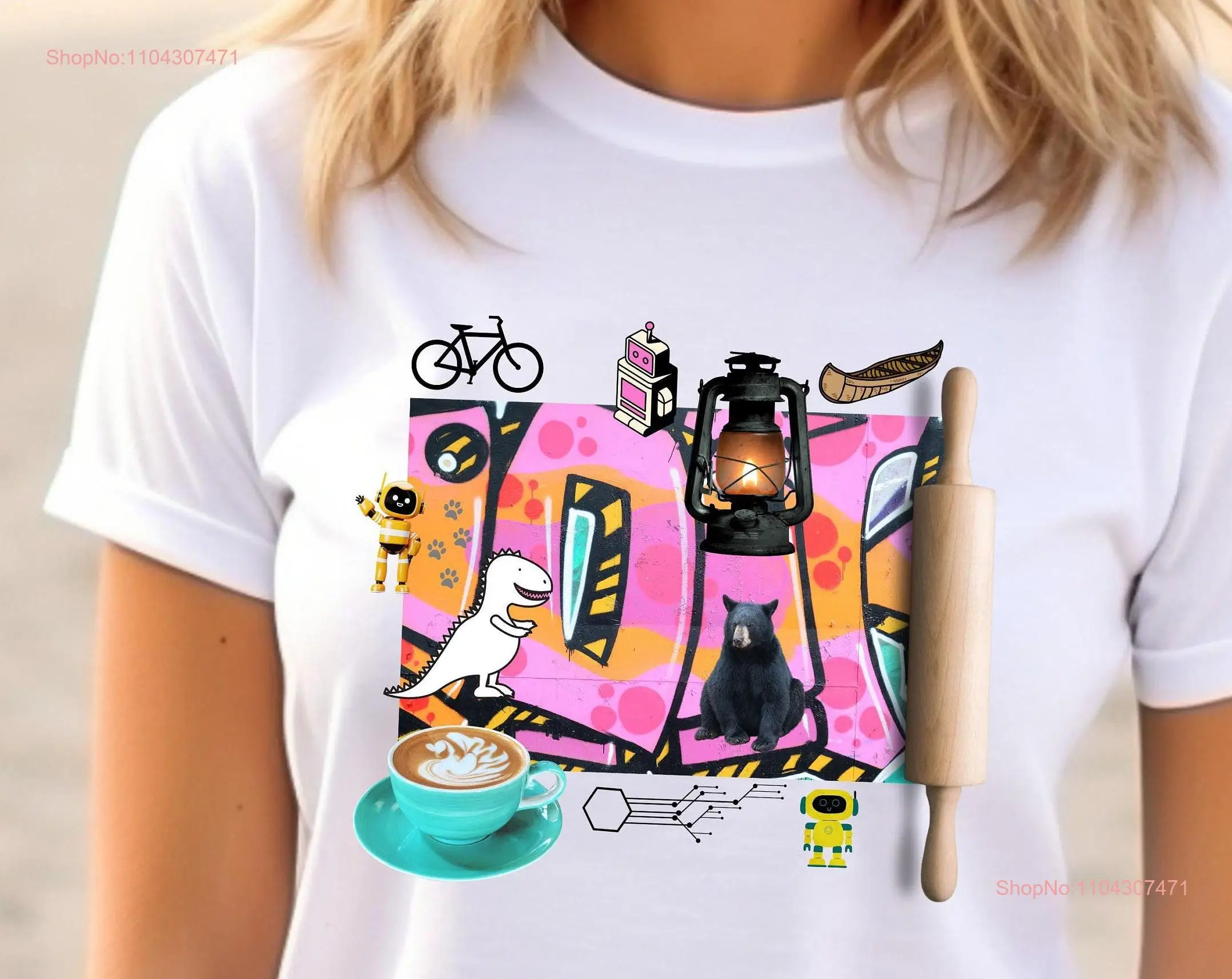 Maximalist Collage T Shirt Abstract Art with Graffiti Vibe Photos and s Quirky Exciting New Style Unique