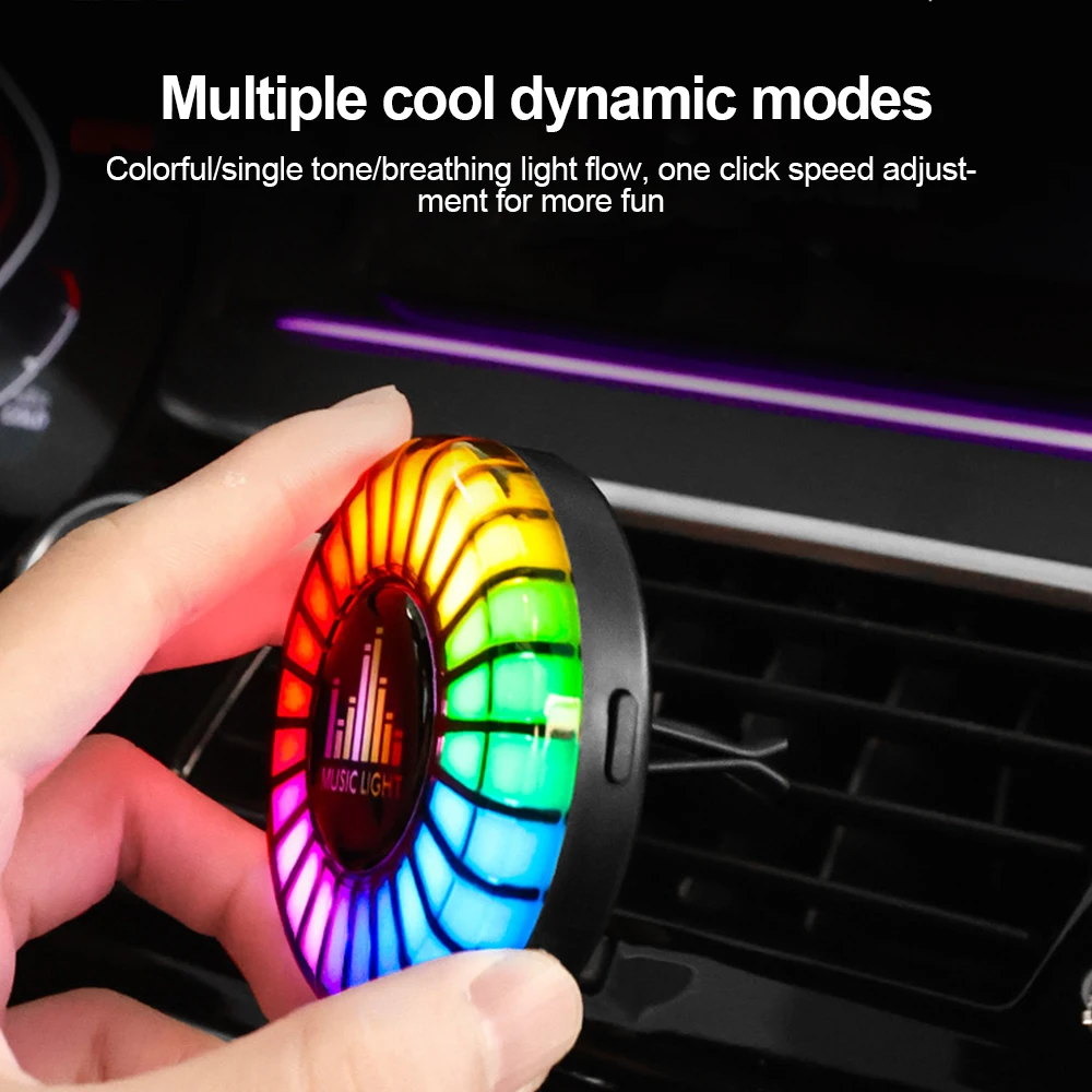 Car Air Freshener Outlet Fragrance Air Vent Aromatherapy Interior Perfume RGB Music Rhythm Lamp Voice Pick Up Atmosphere Light