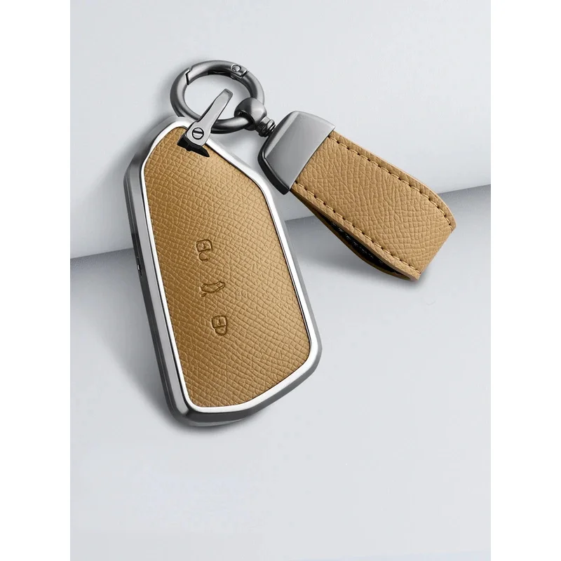 For Volkswagen Golf Teramont Talagon Tavendor ID3   Aluminum Alloy    Leather Car Remote Key Case Cover