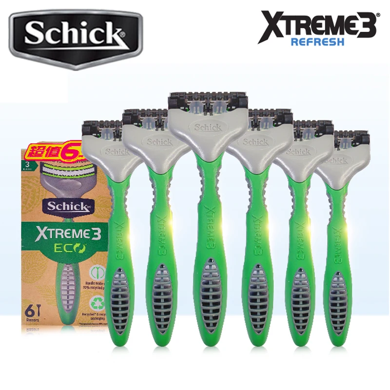 Schick 6 PCS/Lot Xtreme3 Razor Manual Super Comfortable Men Hair Shaving Travel Portable Hair Removing Unit