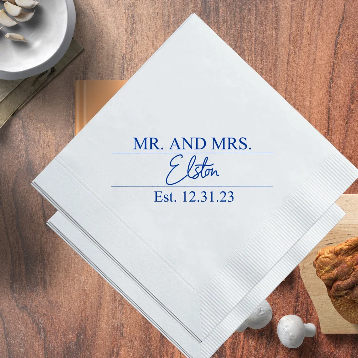 Serviettes de Table Personnalisées avec Logo Monogramme, en Papier, pour Cocktail, Mariage, Anniversaire, Bar, Déjeuner