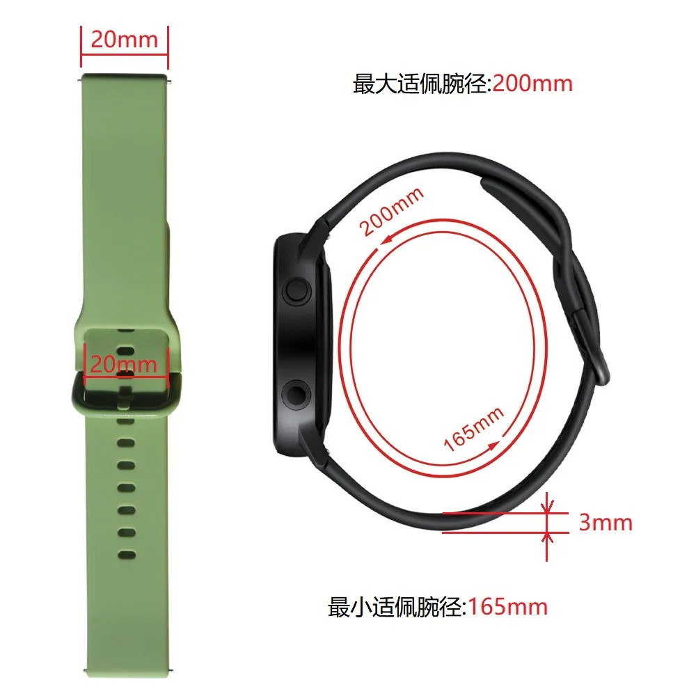 20mm 22mm silicone pulseira de pulso para ticwatch pro 3 ultra gps relógio banda para ticwatch pro x 2020 e2 s2 e3 e 2 gth pulseira
