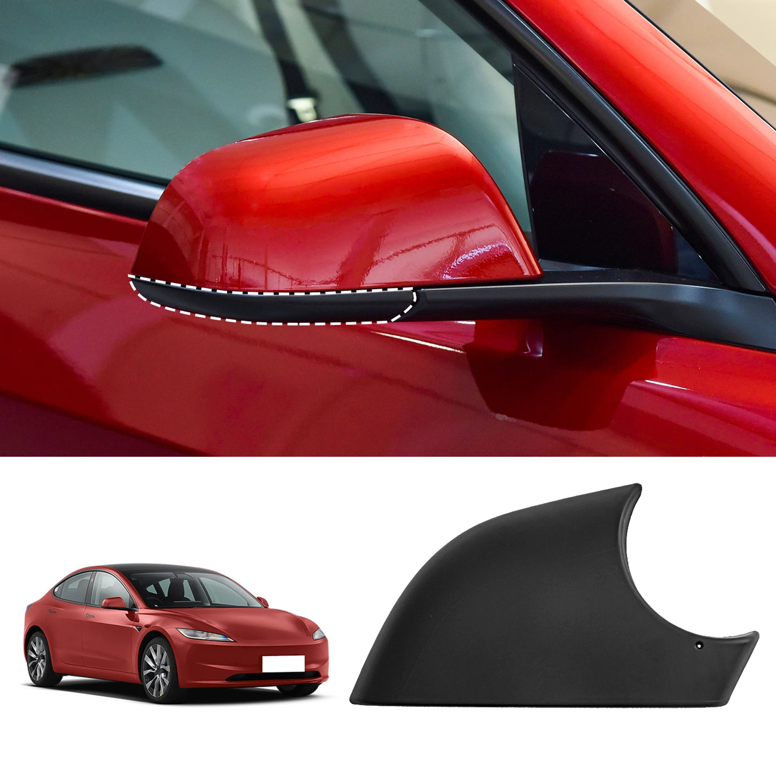 For Tesla Model 3 2017-2024 Car Side Rearview Mirror Lower Base Mirror Shell Under Base Door Wing Black Left Right Accessories